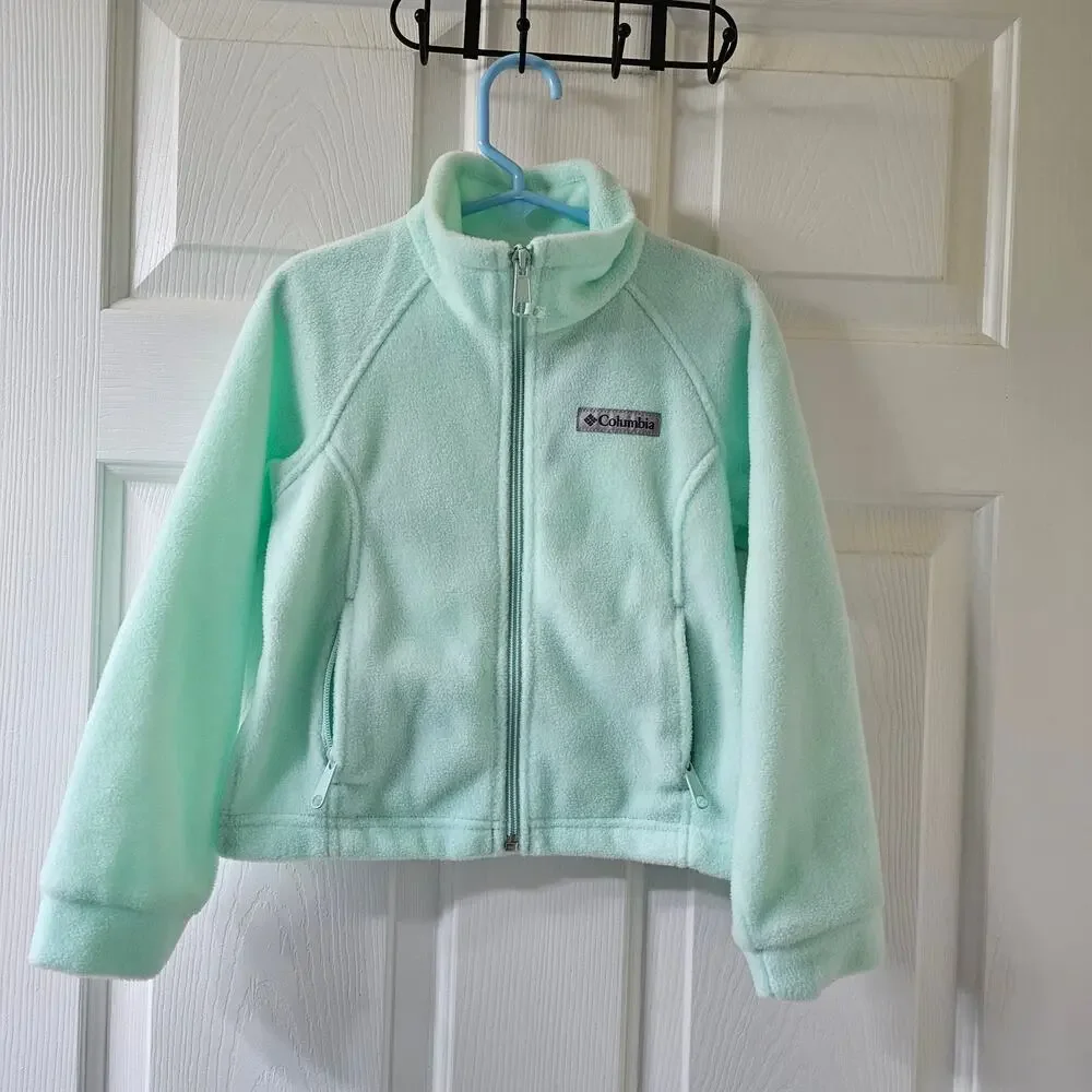 Columbia Youth XXS Mint Green Fleece Zip Jacket NWT Outdoor Hiking Winter Warm